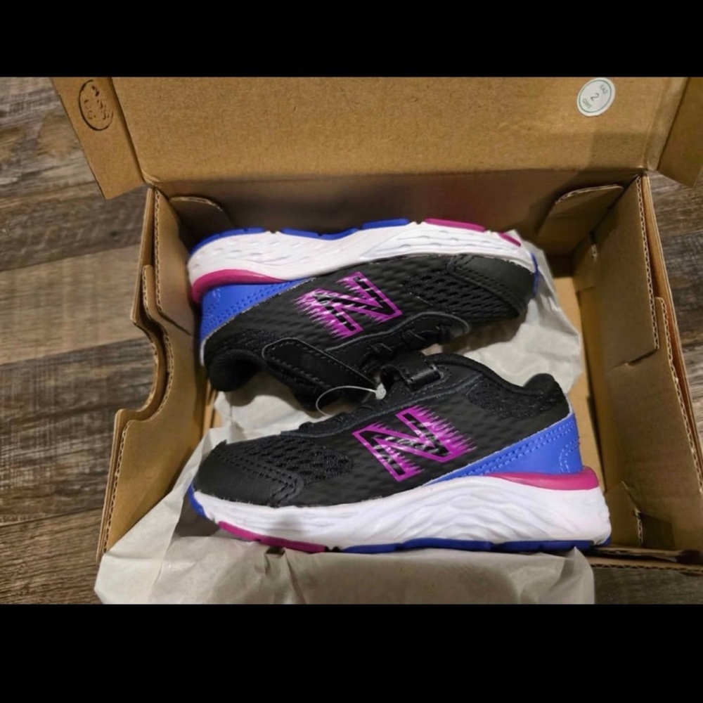 New Balance Kids' Black and Pink Athletic Shoes